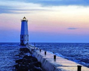 Frankfort Light Lake Michigan paint by number
