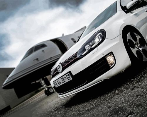 Golf gti car and plane paint by number