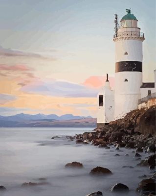 Gourock lighthouse in scotland paint by number