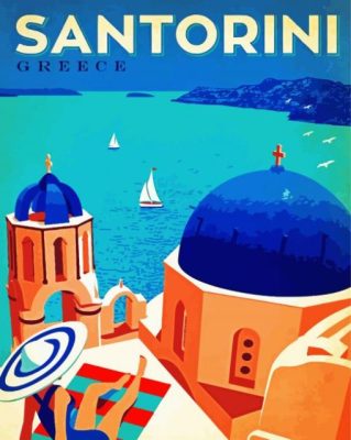 Greece Santorini Poster paint by number
