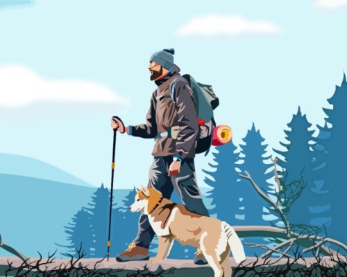 Hiking With Dog paint by numbers