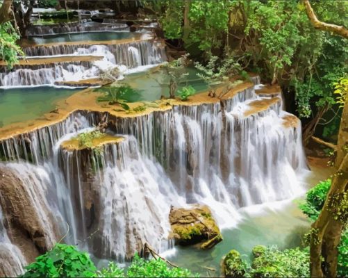 Huay Mae Khamin Waterfall Paint By Number