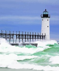 Lake Michigan Lighthouse Paint by numbers