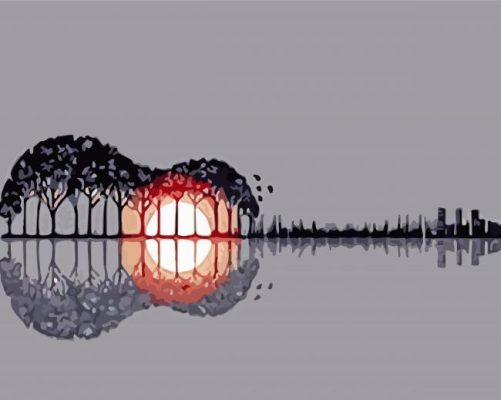 Landscape guitar paint by number