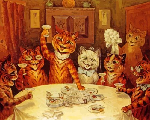 Louis Wain Cats celebrating paint by numbers