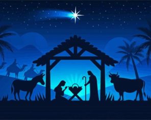 Nativity Scene Silhouette paint by number
