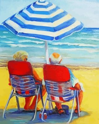 Old Couple On The Beach paint by numbers 