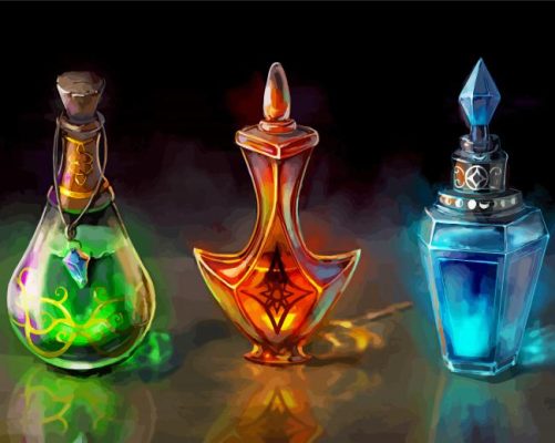Potion bottles paint by number