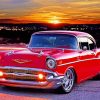 Red 57 Chevy Car paint by numebrs