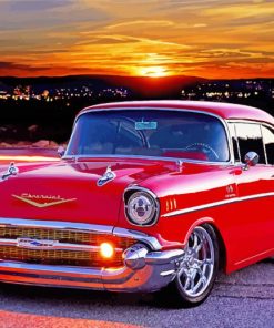 Red 57 Chevy Car paint by numebrs