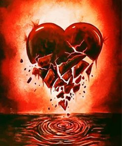Red Broken Heart paint by number