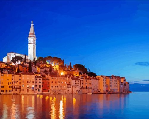 Rovinj at night paint by numbers