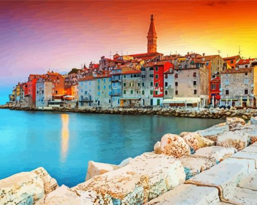 Rovinj croatia at sunset paint by numbers