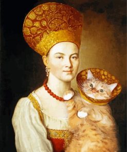Russian Woman with cat paint by number
