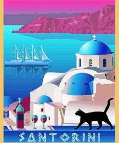Santorini poster paint by number