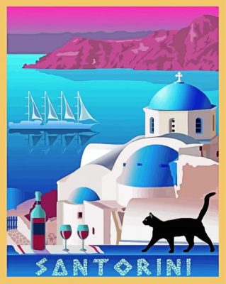 Santorini poster paint by number