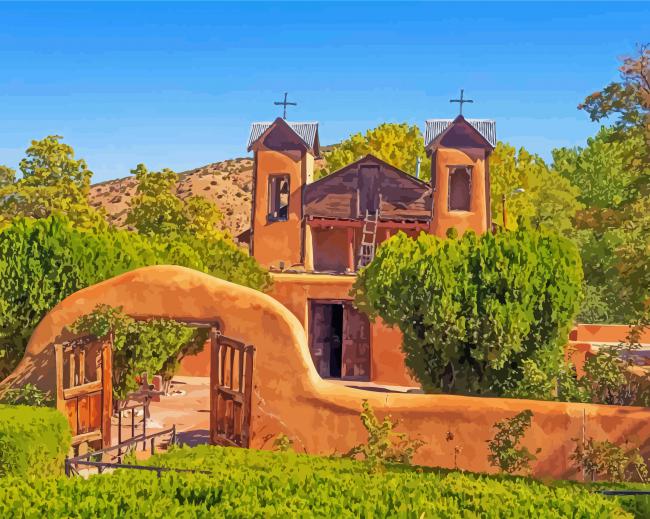 Santuario De Chimayo New Mexico Paint By Numbers - Numeral Paint Kit