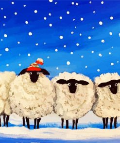 Sheep In Snow Art paint by numbers