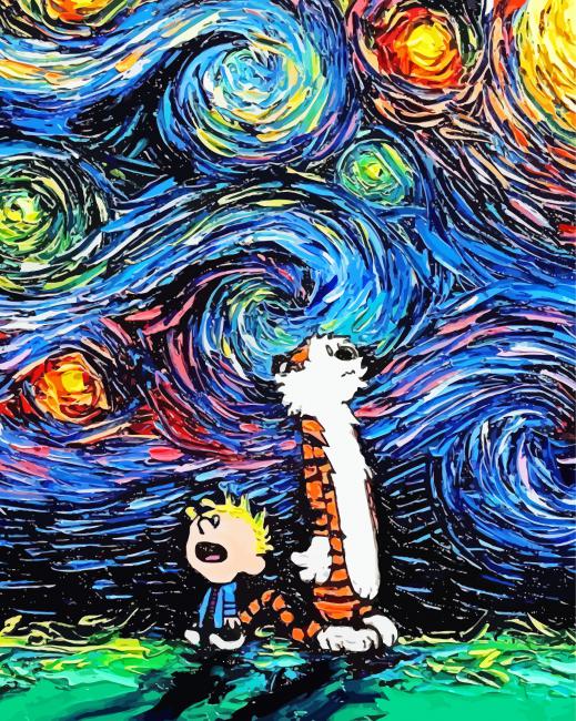 Starry Night Calvin And Hobbes Paint By Numbers - Numeral Paint Kit