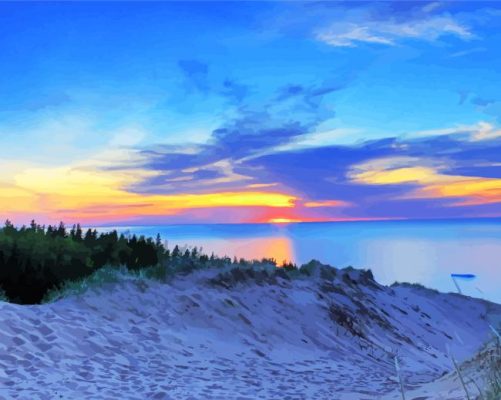 Sunset At Lake Michigan paint by numbers