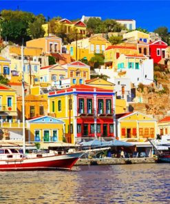 Symi Island Greece Colorful Houses paint by numbers