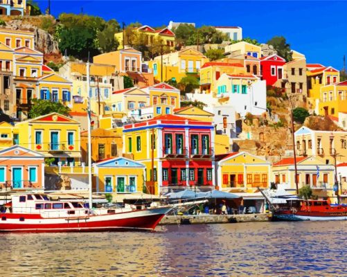 Symi Island Greece Colorful Houses paint by numbers