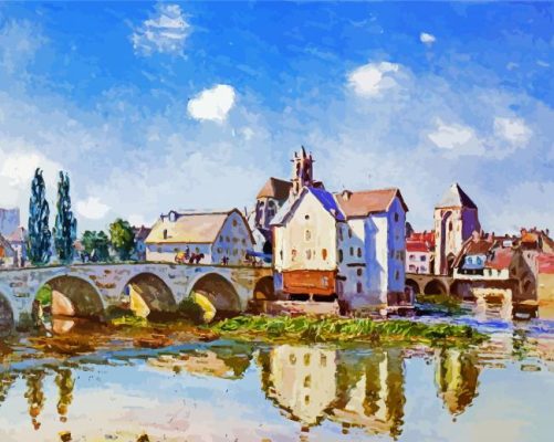 The Moret Bridge In The Sunlight Sisley paint by numbers