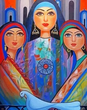 Three Religious Women panels paint by numbers