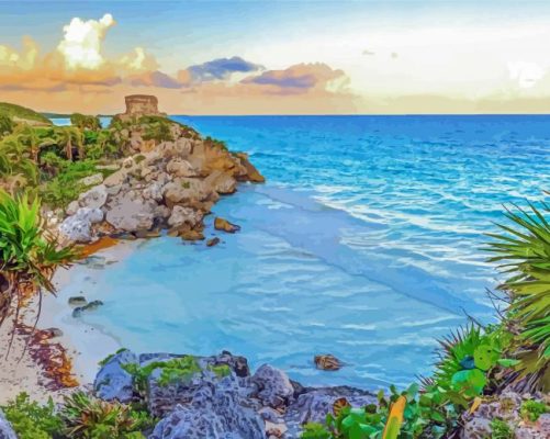 Tulum beach paint by number