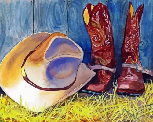 Western Cowboy Hat And Boots paint by numbers