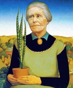 Woman with Plants by grant wood paint by numbers