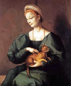 Woman with cat portrait paint by number