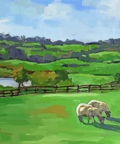 Abstract Irish Landscapes Sheeps With Sheeps paint by numbers