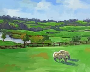 Abstract Irish Landscapes Sheeps With Sheeps paint by numbers