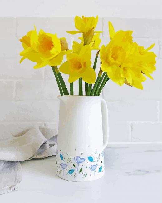 Aesthetic Jug And Wild Yellow Daffodils Paint By Numbers - Numeral ...