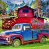 Aesthetic Old Truck And Flowers Paint by numbers
