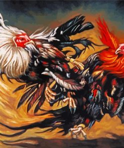 Rooster Fight paint by numbers