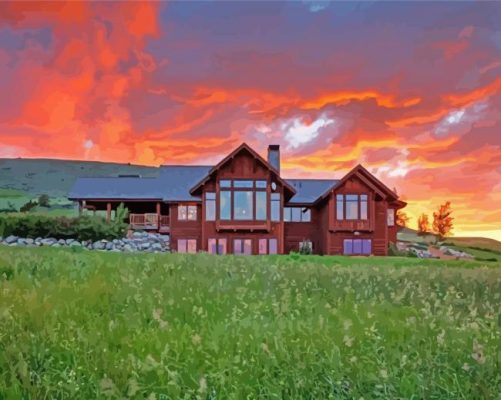 Aestheticc Sunset Gallatin Mountain paint by numbers