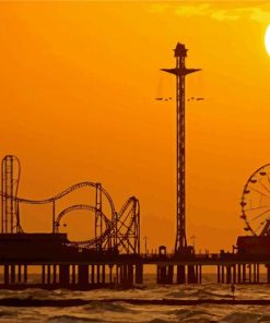 amusement park in Galveston silhouette paint by numbers