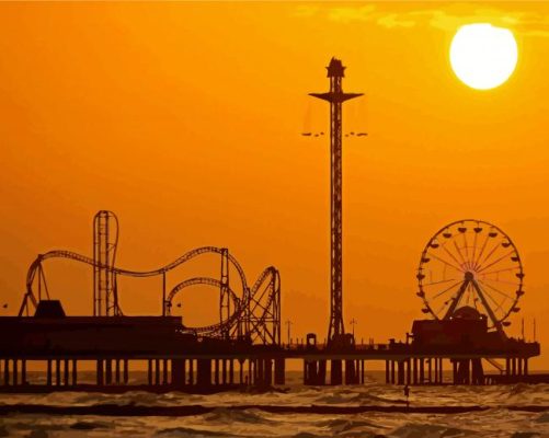 amusement park in Galveston silhouette paint by numbers