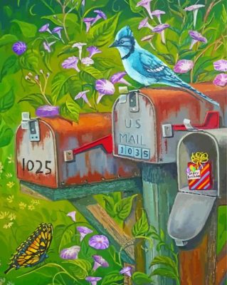 Bird On A Mailbox paint by numbers