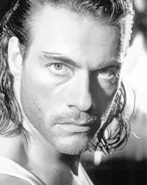 black and white Jean Claude Van Damme paint by numbers