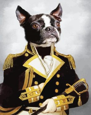 black boston terrier in uniform paint by number