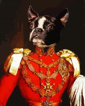 boston terrier in uniform prince albert paint by number