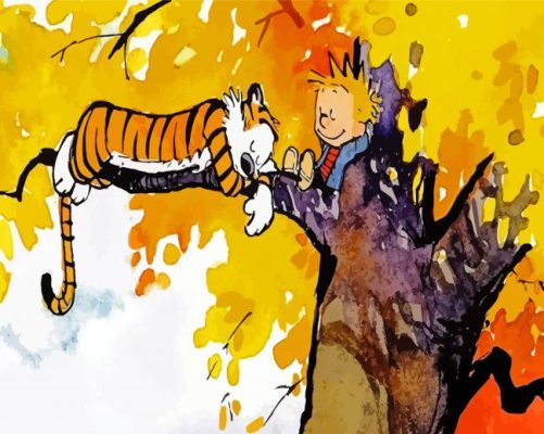 Calvin And Hobbes On Tree Paint by numbers