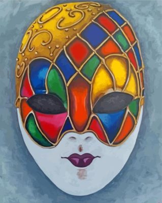 Colorful Harlequin Mask  Paint by numbers
