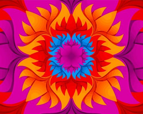Colorful Flower Kaleidoscope paint by numbers
