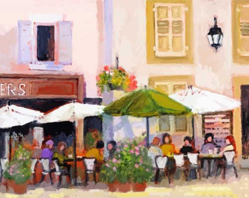 crowded French country cafe paint by numbers