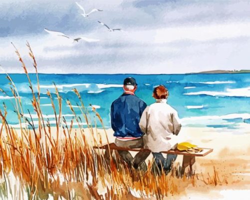 Cute Old Couple paint by numbers
