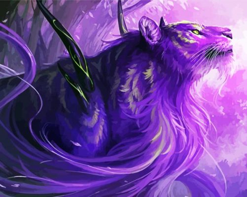 fantasy Purple lion paint by number